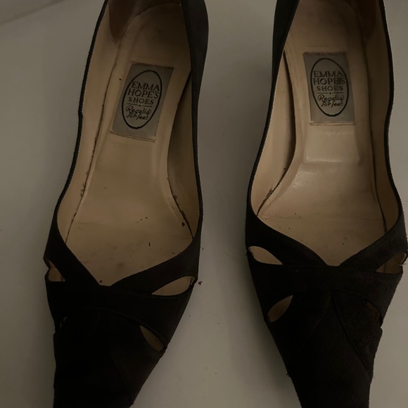 🇬🇧🇮🇹 Emma Hope Grey suede pointy toe w cut-out details, 50 mm (2") UK/EU size 42 - Picture 5 of 7